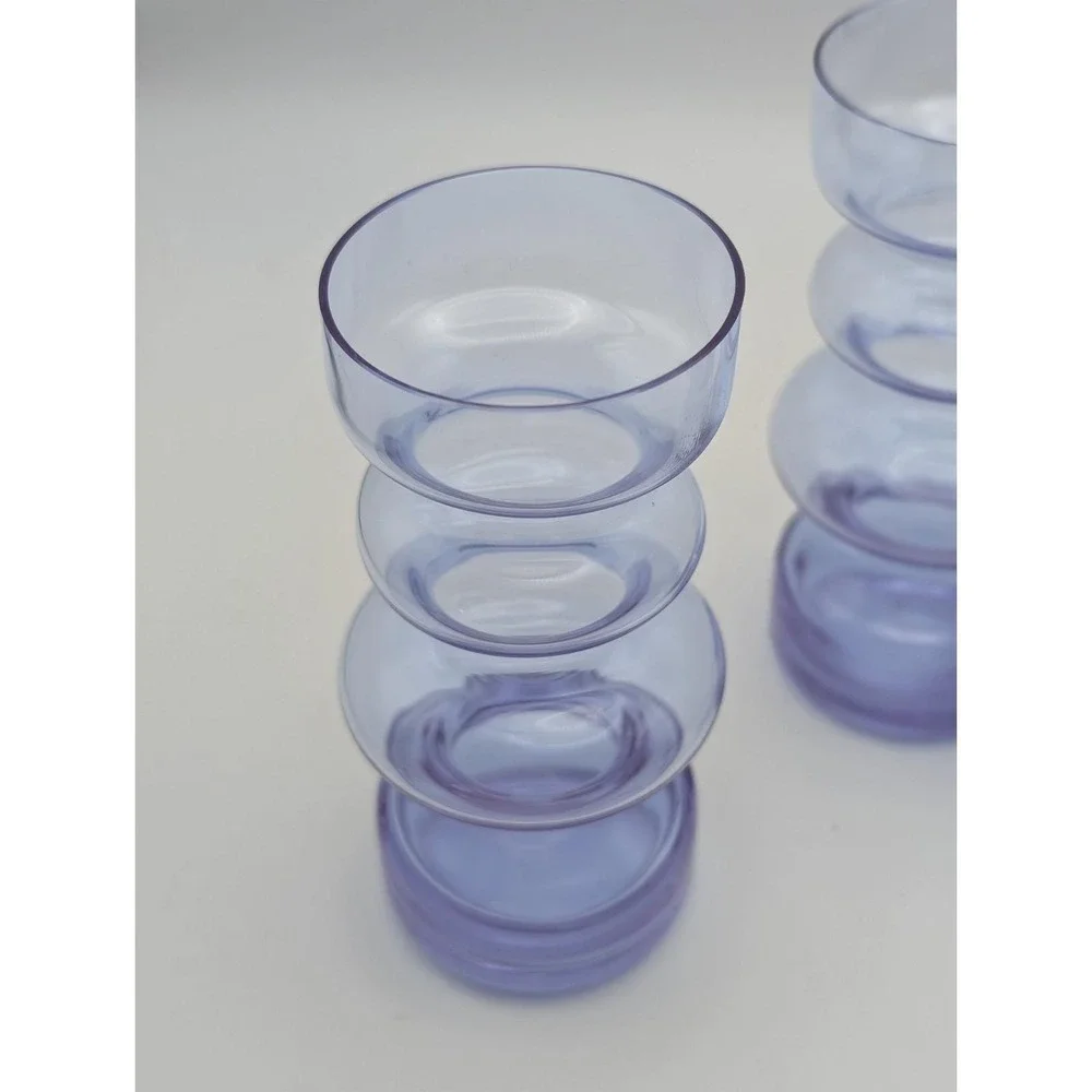Set of 3 Lavender Purple Bubble Glass Vases Mid Century Modern Stacked Bud Vases